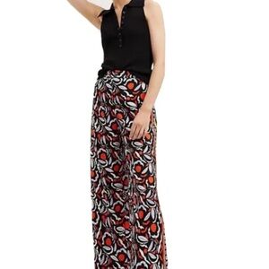 Anthropologie Floral Mixed Media Wide Leg Pants